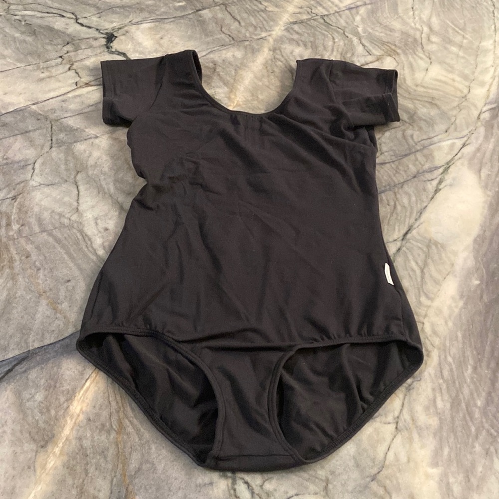 Ballet Beautiful | Black Short-Sleeve Leotard | Pre-loved